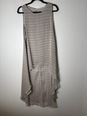 Brave+true Gray Black Sleevess Semi Sheer Hi Low Hem Shirt Sz M